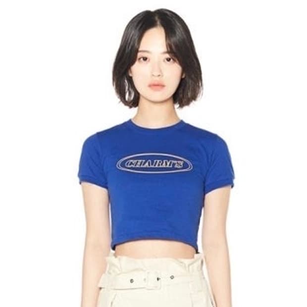 [새상품] 참스 라인 서클 로고 크롭 티 Blue