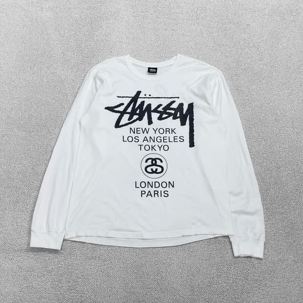 스투시 Stussy 월드투어 롱슬리브 화이트