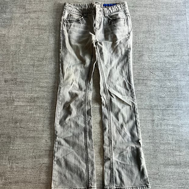 일본빈티지 Sccu 핀터깔y2k 보헤미안 데님 부츠컷팬츠 그레이