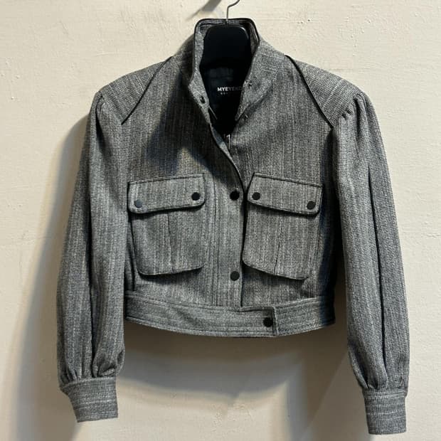 MYEYECO 하이넥 울 블렌드 숏 자켓