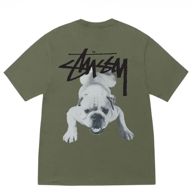 스투시 스탁 도그 티셔츠 올리브