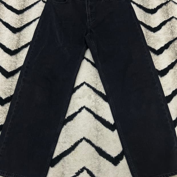 [34]유니클로 와이드 스트레이트 데님팬츠/흑청