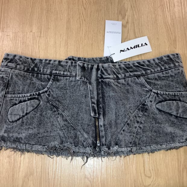 나밀리아 데님 미니스커트 블랙 M