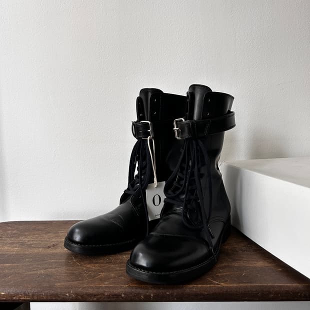 Strap Belt Leather Boots