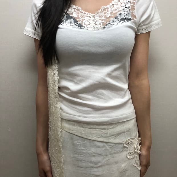 빈티지 화이트 레이스 탑
