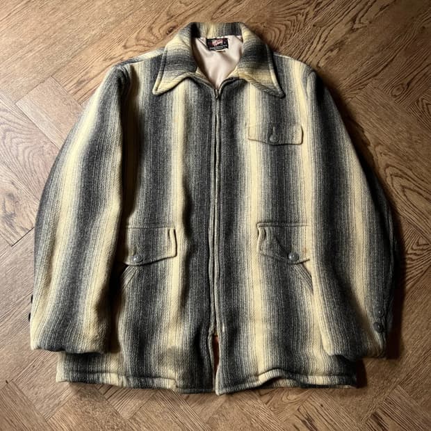 [42]50's 울리치 USA 빈티지 매키노 울 스트라이프 크루저 자켓