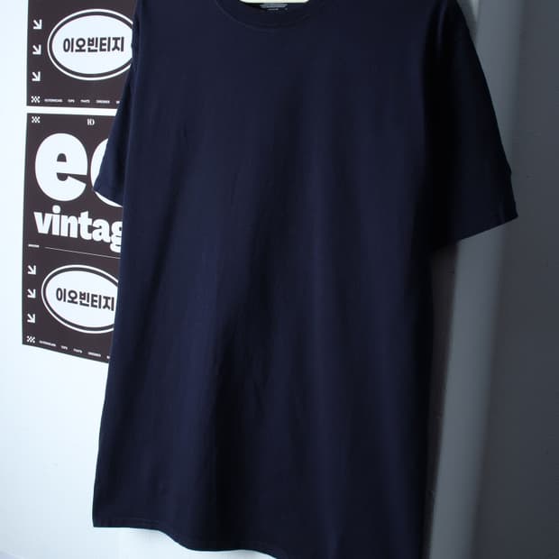 (L-XL) 챔피온 반팔 티셔츠 네이비 무지 올드스쿨-H34065