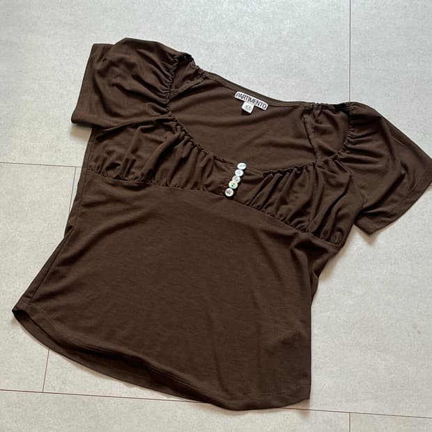 파르티멘토 버튼업 개더링 탑 브라운 M
