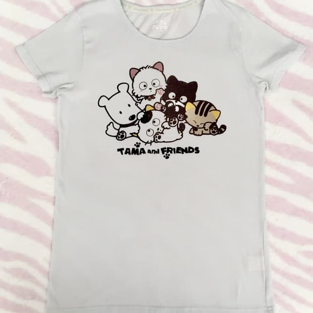 타마앤프렌즈 헤이세이 고전 반팔티셔츠 갸루 고전문구 조지후쿠