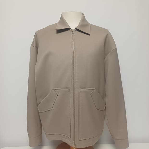 [L] 쿠어(COOR) 울 블렌드 발마칸 집업 블루종 (베이지)