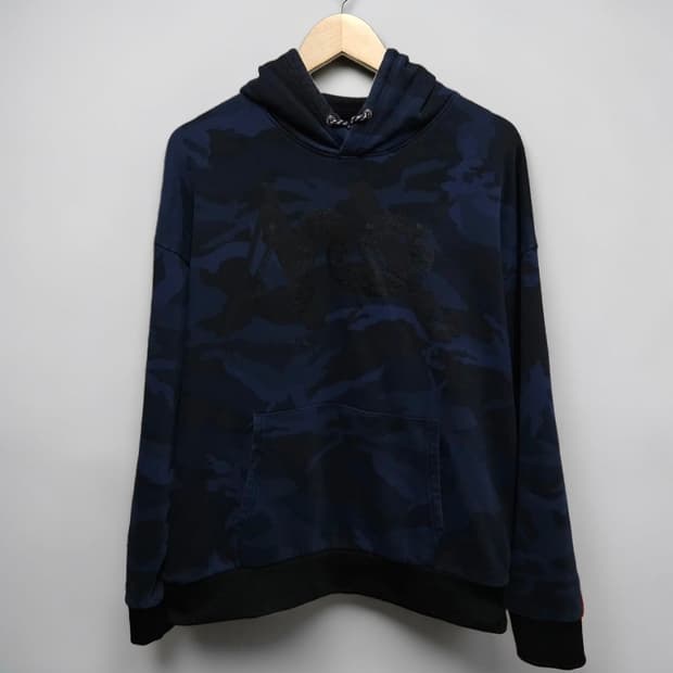 100 ARMANI 아르마니 익스체인지 카모 후드티 루즈핏 네이비