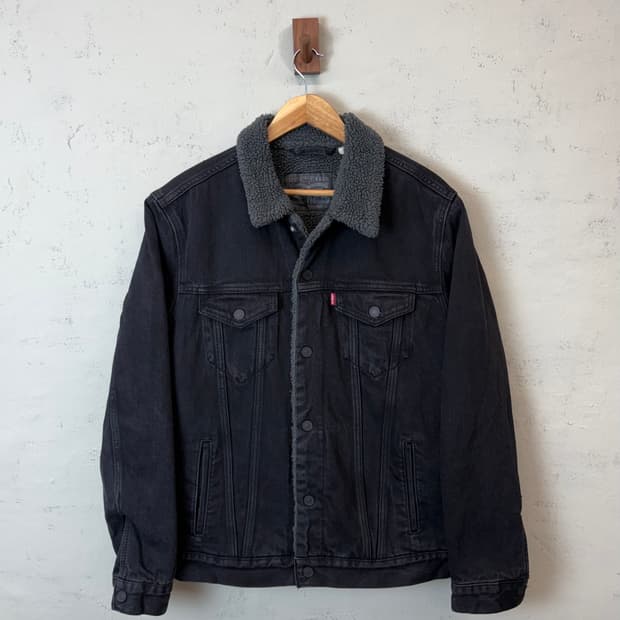 리바이스 빈티지 블랙 데님 쉐르파 자켓
