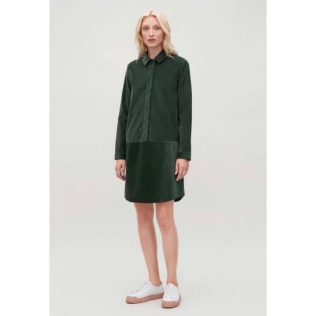 코스 코듀로이 다크그린 원피스