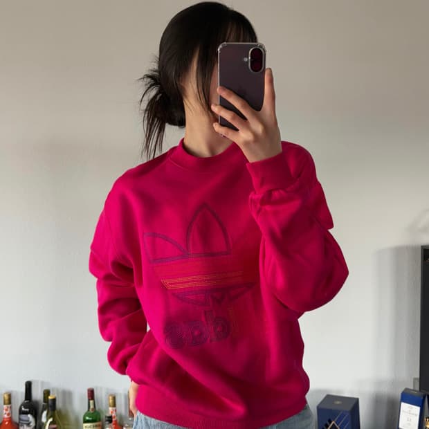 [M-L]아디다스 90s 일본판 빅로고 기모 맨투맨