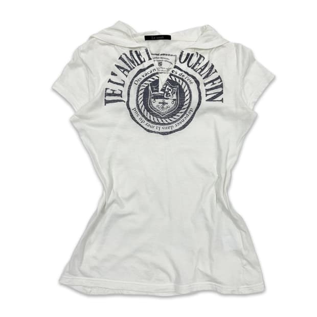 빈티지 LE SOUK 펑크 y2k 레터링 후드 반팔티