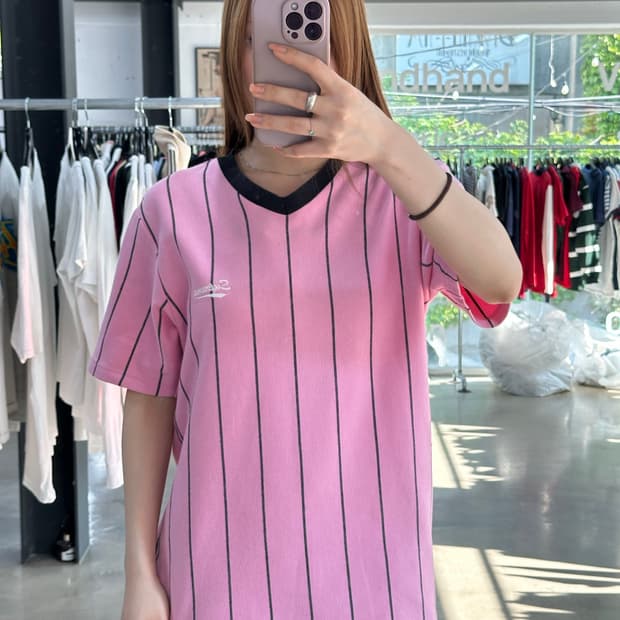 슈프림 16SS 핀스트라이프 싸커 반팔 져지