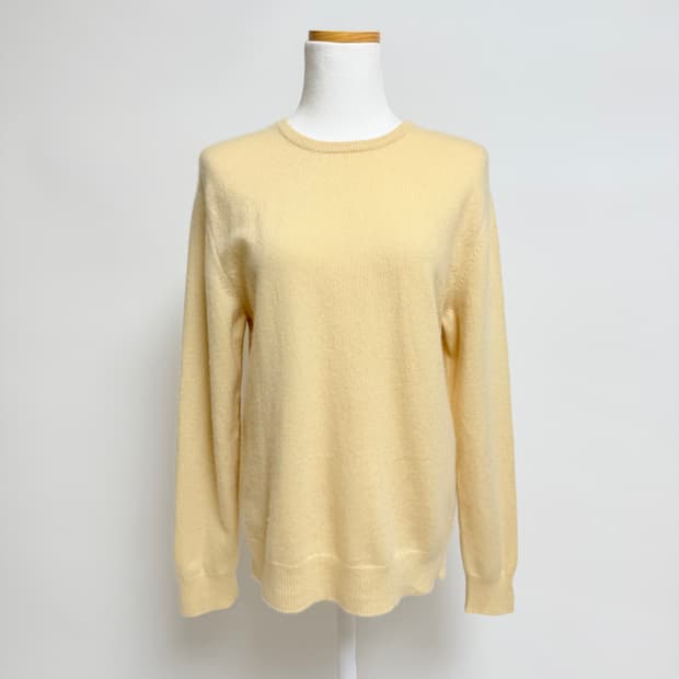 [캐시미어 100%] 버터 옐로우 라운드 니트