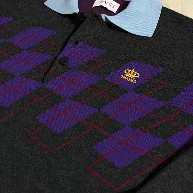 L) 템즈 thames 어본모어 폴로 니트 블랙퍼플