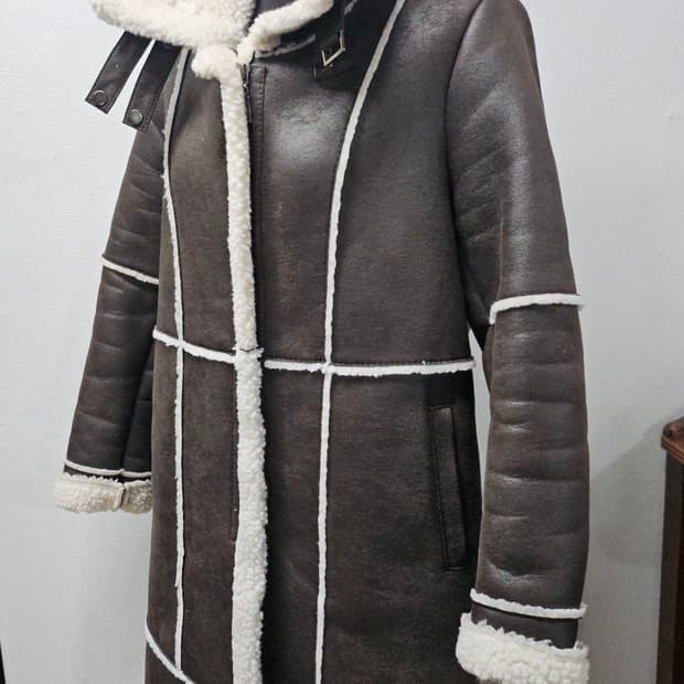 무스탕 롱 코트 브라운 66