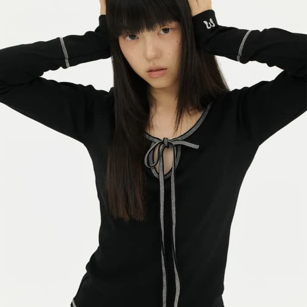 미레코 리본 스티치 블랙