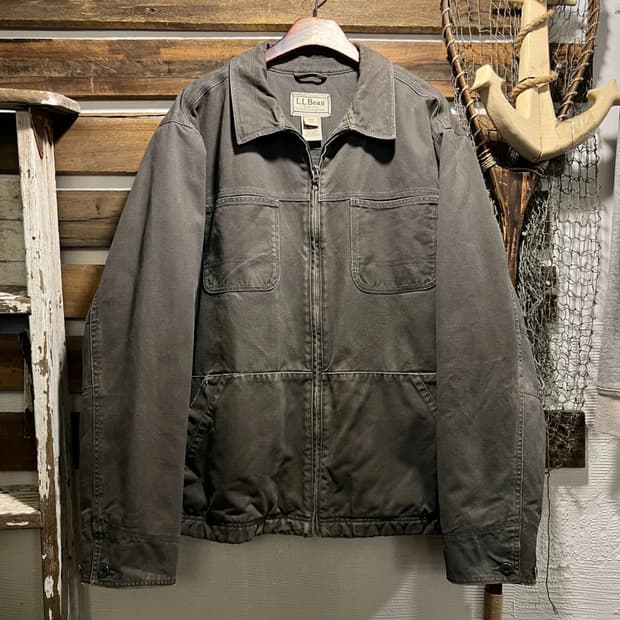 [2XL]엘엘빈 USA 체크 라이닝 차콜그레이 캔버스 워크 자켓