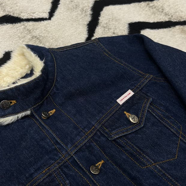 [M]켈빈클라인 데님 쉐르파 자켓/진청