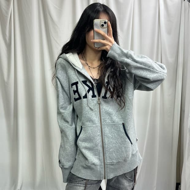 Nike gray hood zip-up