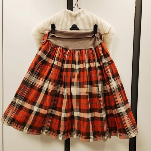 Y2k 빈티지 갸루 레드 체크 스커트