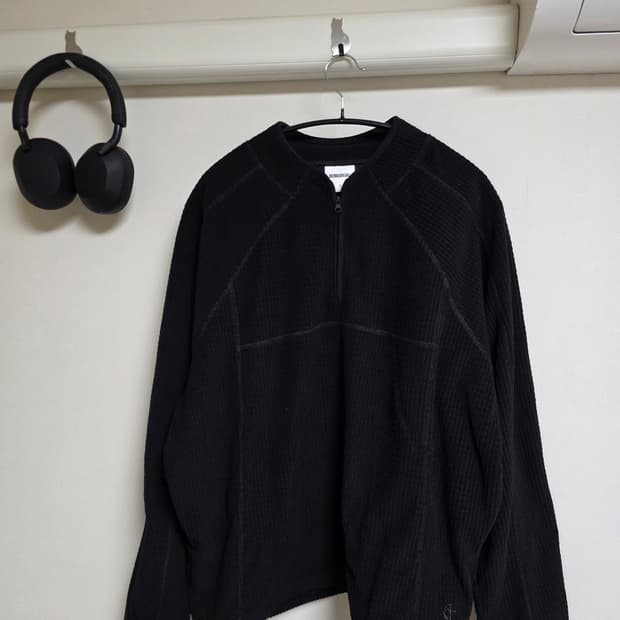 노매뉴얼 헤비 와플 하프 집업 블랙 M