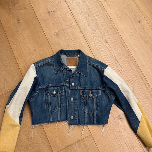 리바이스 컬러 블록 데님 크롭 자켓