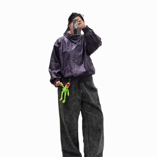 Echo 퍼플 램스킨 숏자켓