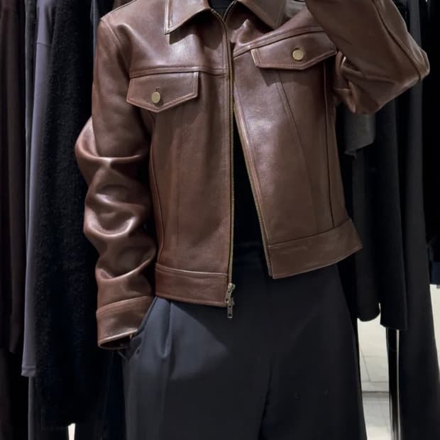 노이어 앤틱 카우 레더 트러커 자켓 (브라운 50사이즈)