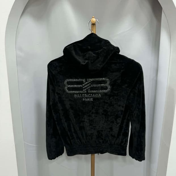 새상품급 백화점판 발렌시아가 BB 파리 벨벳 후드집업 36사이즈 