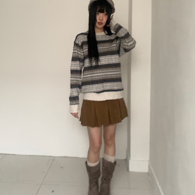 Belka Corduroy Pleats Skirt