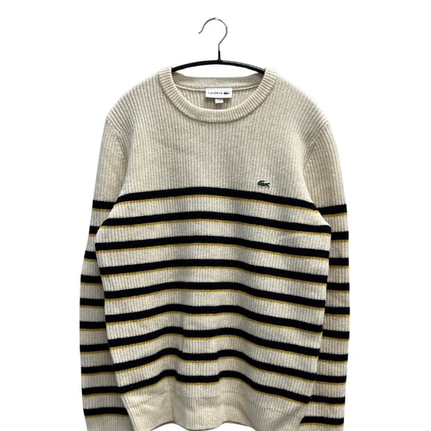 라코스테 울 스트라이프 라운드 니트