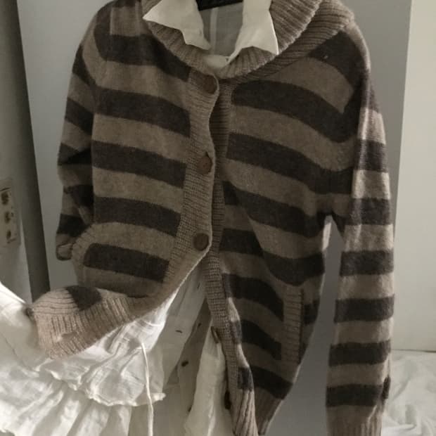사와코깔 빈티지 스트라이프 가디건 모리걸