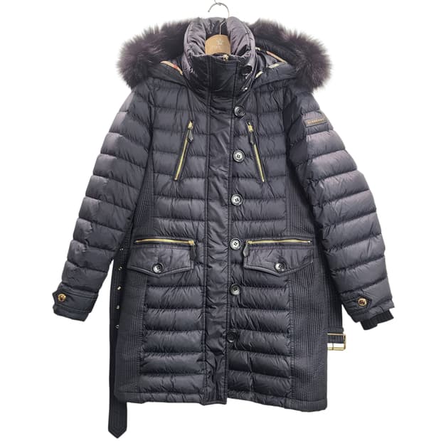 [S] Burberry 버버리 폭스 퍼 트리밍 후드 다운 필드 코트
