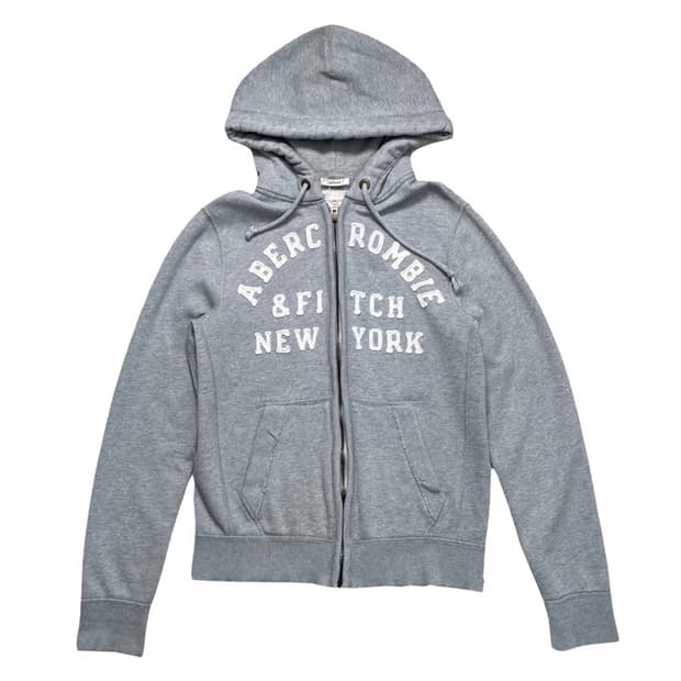 ABERCROMBIE & FITCH 로고 후드집업 그레이 L