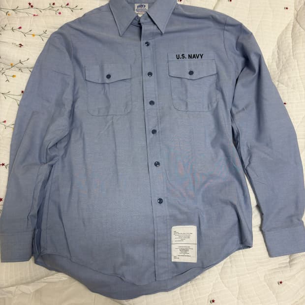 미군 미 해군 네이비 샴브레이 셔츠 L(105)