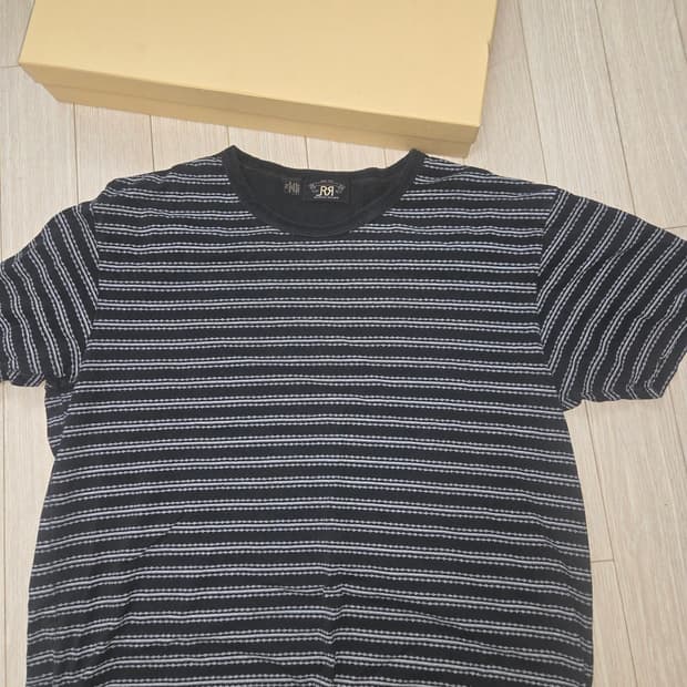 RRL 블랙스트라이프 프린팅 반팔티 (XL) 더블알엘