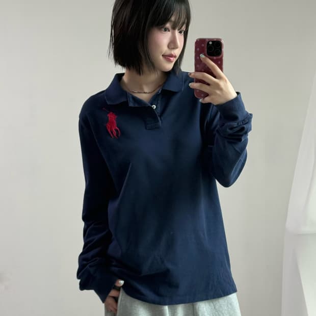 폴로 네이비 빅포니 롱슬리브