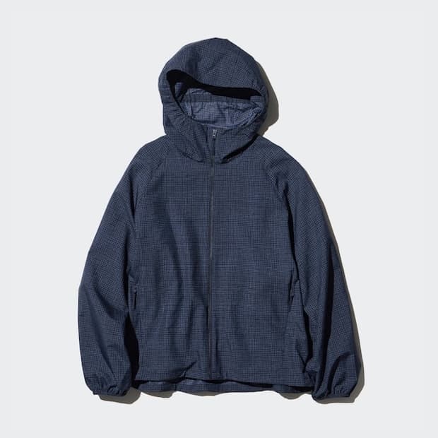 유니클로 체크 바람막이 포켓터블UV PROTECTION파카(패턴)