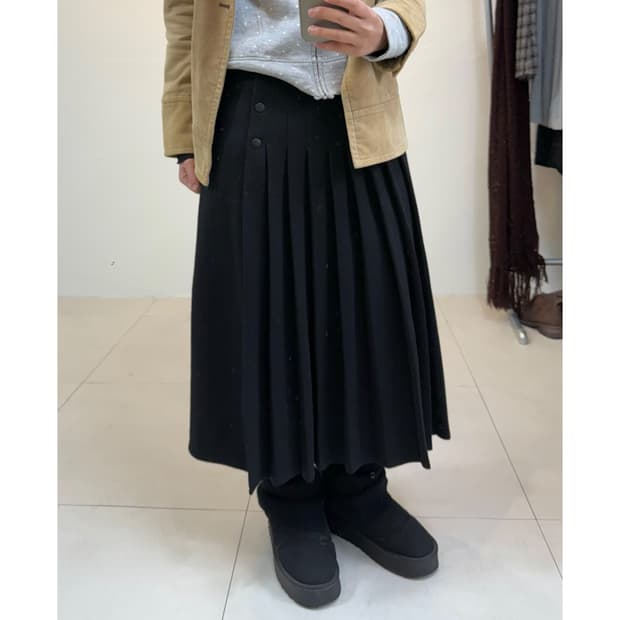 빈티지 플리츠 울 스커트