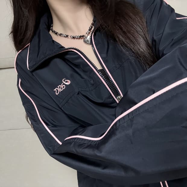 아식스 네이비 핑크 바람막이