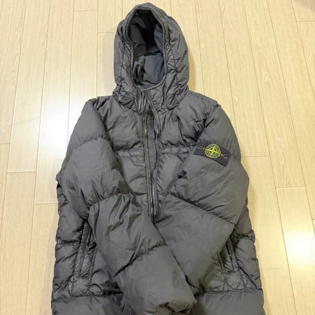 [M] 스톤아일랜드 크링클랩스 패딩 후드 집업 자켓 롱패딩 경량패딩