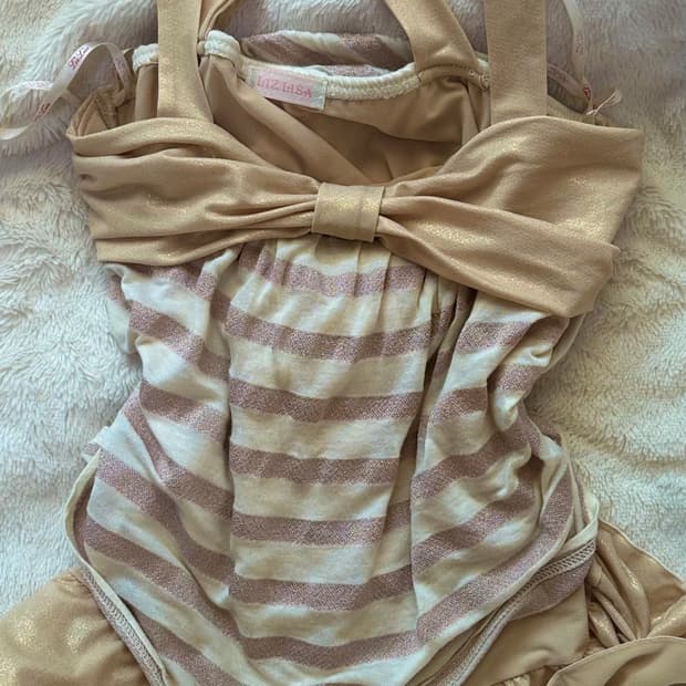 리즈리사 고전 리본 스트라이프 캐미솔 슬리브리스 라떼갸루 히메갸루 나시