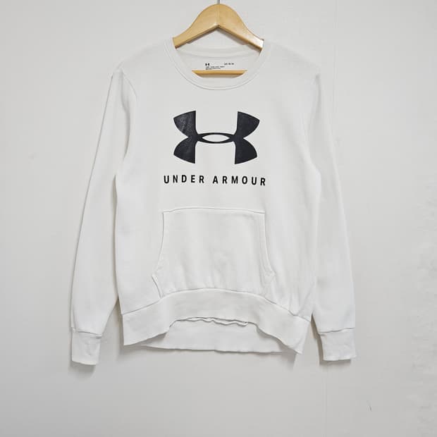 여성 L 언더아머 화이트 포켓 기모 맨투맨
