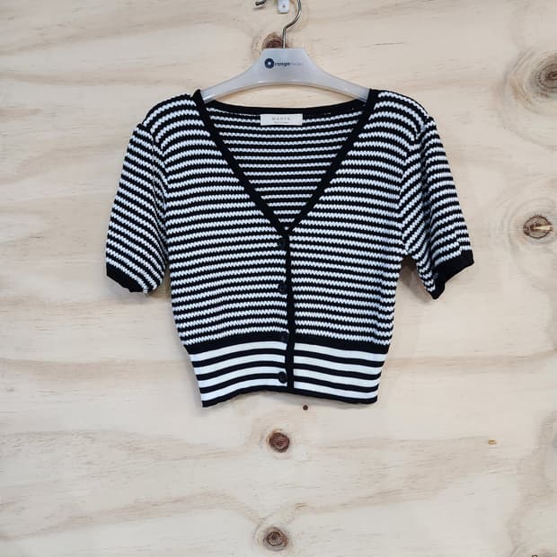 376) MARFA 반팔 스트라이프 크롭 가디건