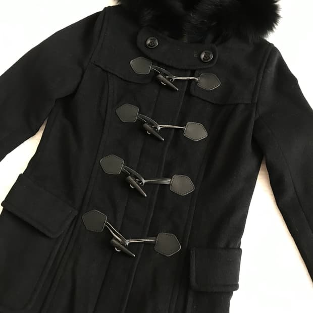 빈티지 블랙 떡볶이코트 떡코 무채색 모리걸 너드 니혼진 갸루 퍼후드