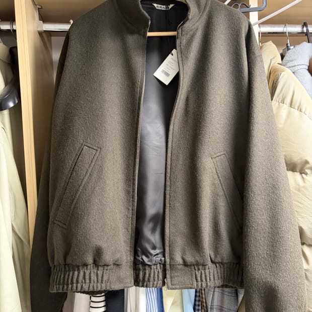 오라리 24fw 베이비 카멜 플라넬 블루종 5사이즈